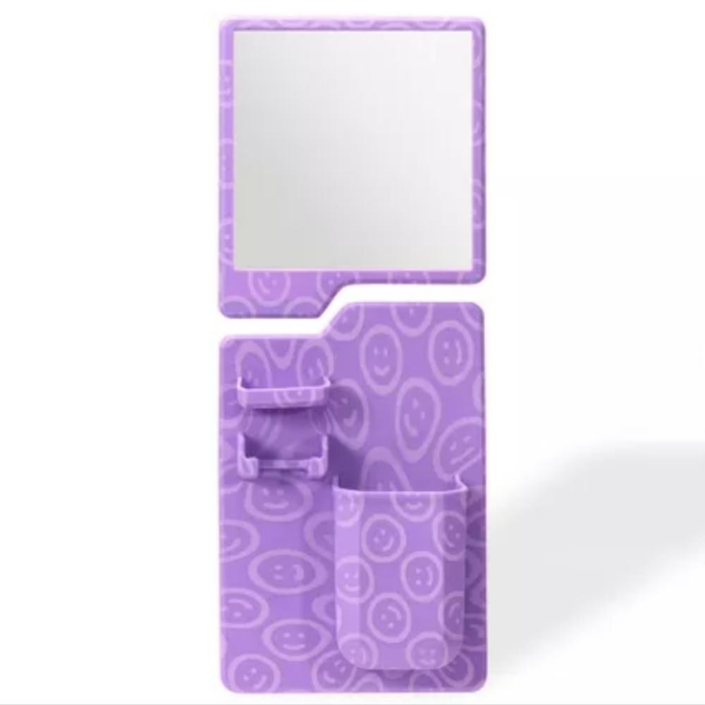 Suction Mirror Shower Caddy with Purple Smiley